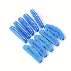 10pcs Mini Half Moon Sponge Nail Buffer Portable Nail Polishing Tool