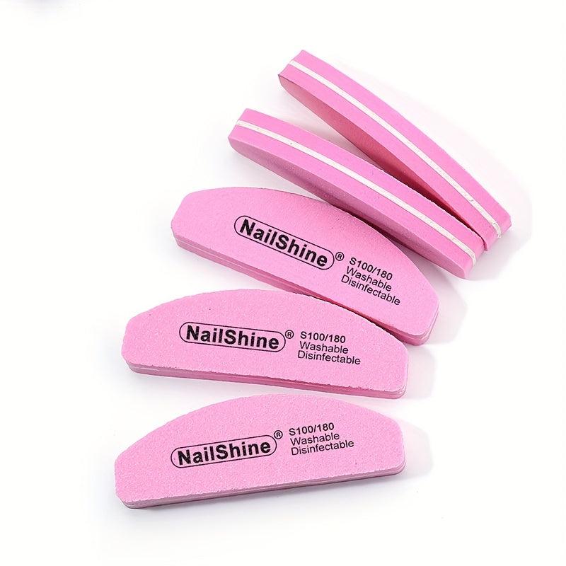 10pcs Mini Half Moon Sponge Nail Buffer Portable Nail Polishing Tool