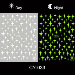 6 Sheets 3D Luminous Flower Nail Art Stickers Self Adhesive Decals