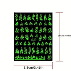 6 Sheets 3D Luminous Flower Nail Art Stickers Self Adhesive Decals