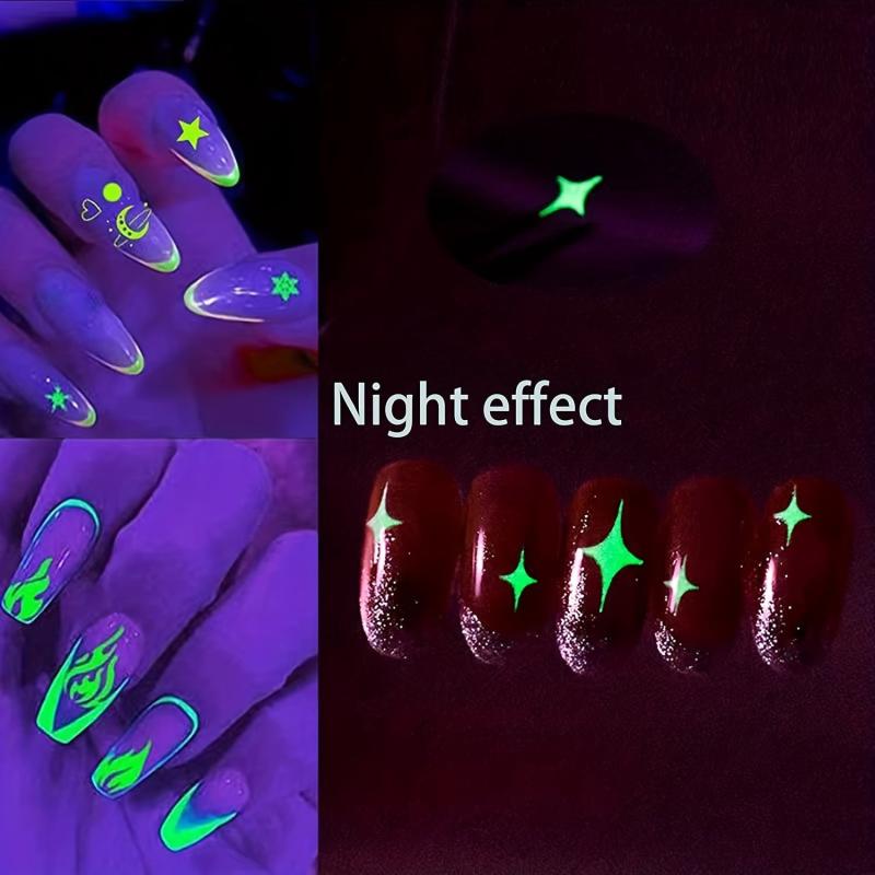 6 Sheets 3D Luminous Flower Nail Art Stickers Self Adhesive Decals