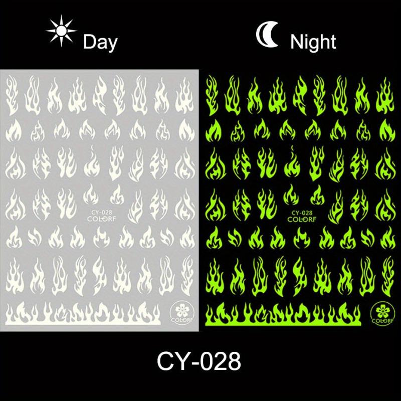6 Sheets 3D Luminous Flower Nail Art Stickers Self Adhesive Decals