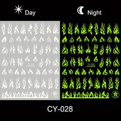 6 Sheets 3D Luminous Flower Nail Art Stickers Self Adhesive Decals