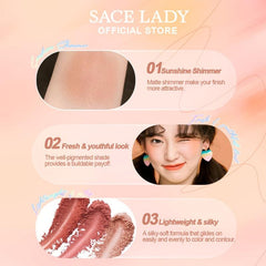 Shimmer Cheek Blush Makeup Natural Long Lasting Pigmented Powder Blush Glow Kit