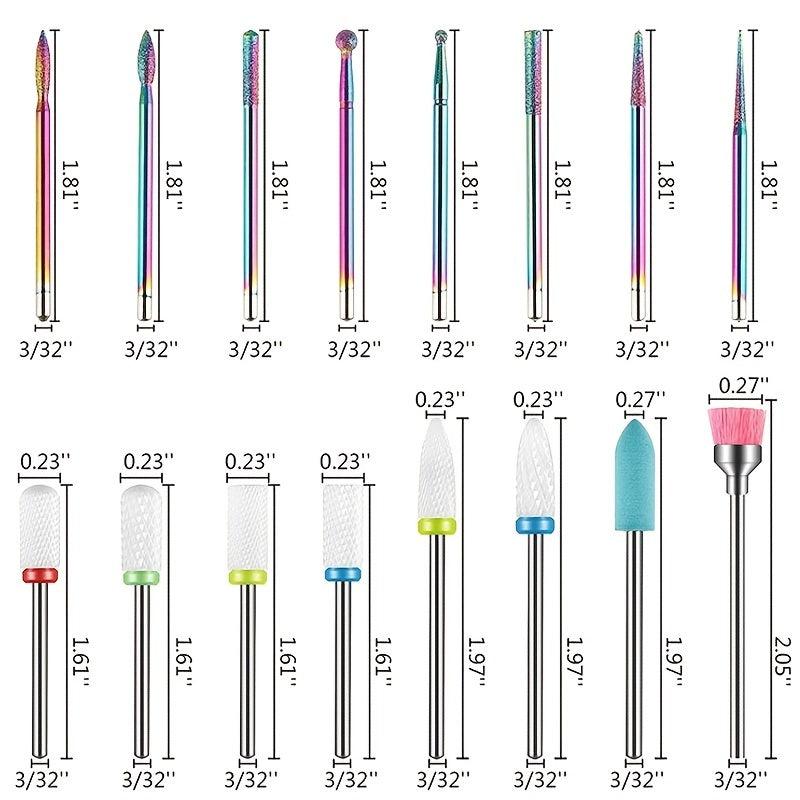 19Pcs Nail Art Set w/ Dead Skin Remover Tool Nail Machine Accessories