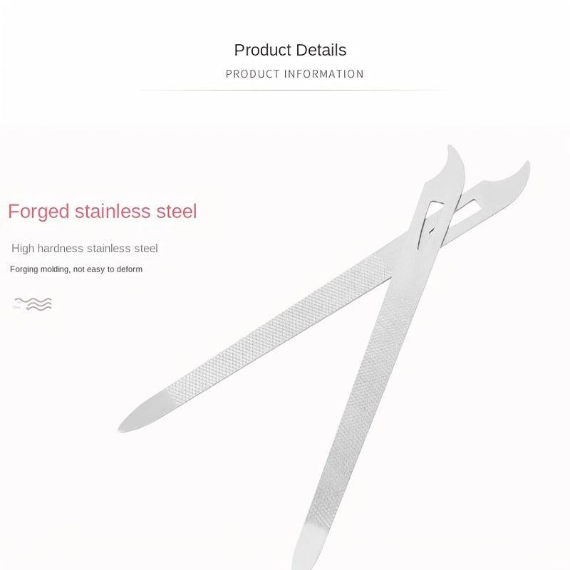 Stainless Steel Nail File Double Sided Buffer Manicure Nail Art Curved Tip