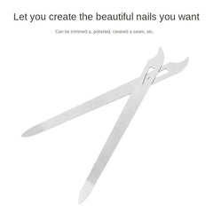 Stainless Steel Nail File Double Sided Buffer Manicure Nail Art Curved Tip