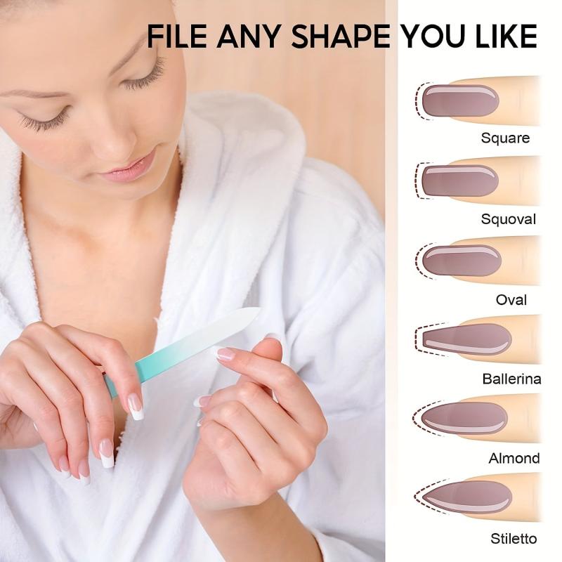 3 Pcs Glass Nail File Fingernail Files For Natural Nail Professional Manicure