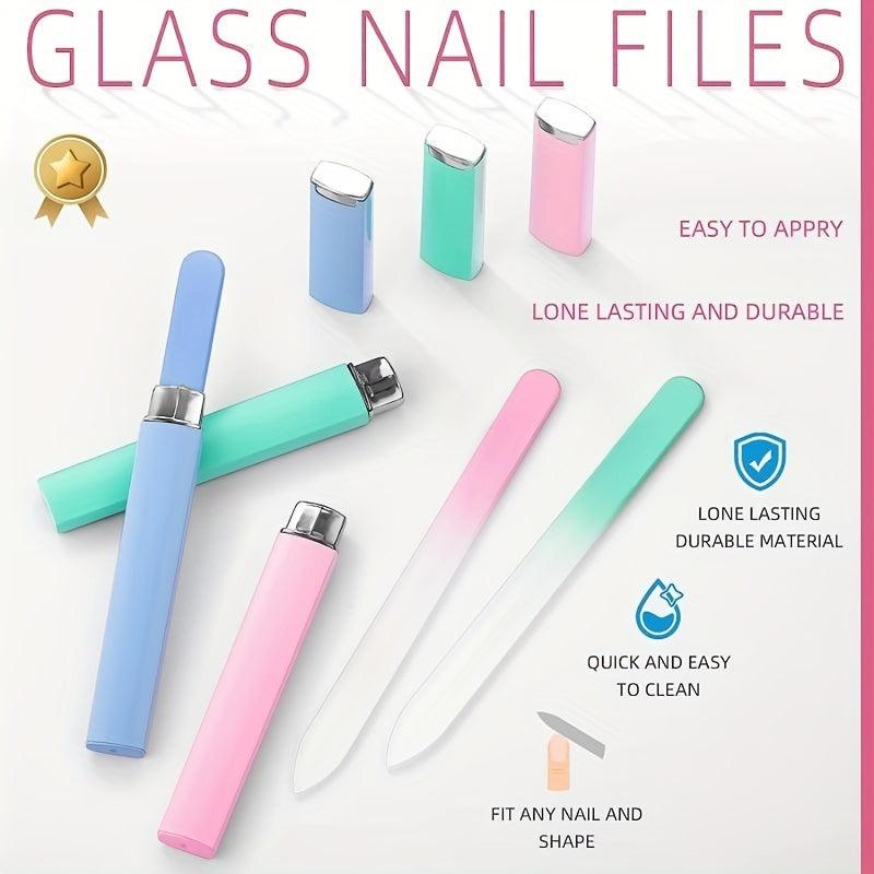 3 Pcs Glass Nail File Fingernail Files For Natural Nail Professional Manicure
