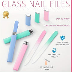 3 Pcs Glass Nail File Fingernail Files For Natural Nail Professional Manicure