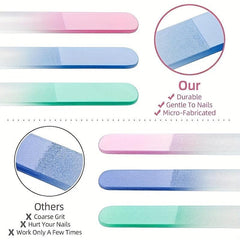 3 Pcs Glass Nail File Fingernail Files For Natural Nail Professional Manicure