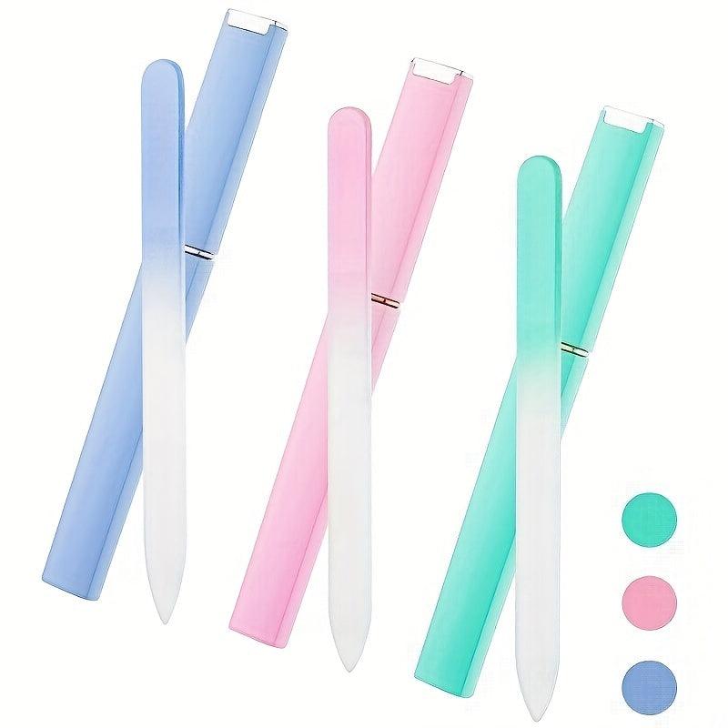 3 Pcs Glass Nail File Fingernail Files For Natural Nail Professional Manicure