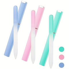 3 Pcs Glass Nail File Fingernail Files For Natural Nail Professional Manicure