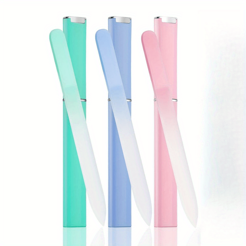 3 Pcs Glass Nail File Fingernail Files For Natural Nail Professional Manicure