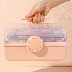 Large Pink Storage Box for Cosmetics and Nail Polish, Dust Proof