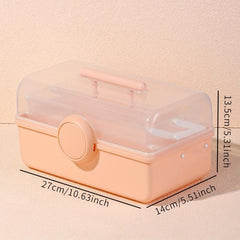 Large Pink Storage Box for Cosmetics and Nail Polish, Dust Proof