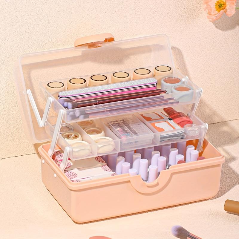Large Pink Storage Box for Cosmetics and Nail Polish, Dust Proof