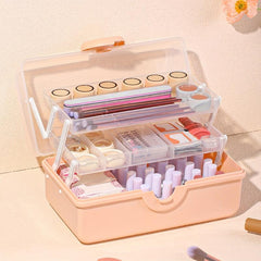 Large Pink Storage Box for Cosmetics and Nail Polish, Dust Proof