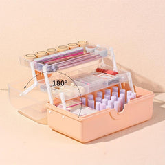 Large Pink Storage Box for Cosmetics and Nail Polish, Dust Proof