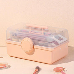 Large Pink Storage Box for Cosmetics and Nail Polish, Dust Proof
