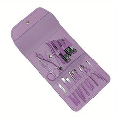 Manicure Set Nail Clipper with File Exfoliating Gift 16 Pc Set Green