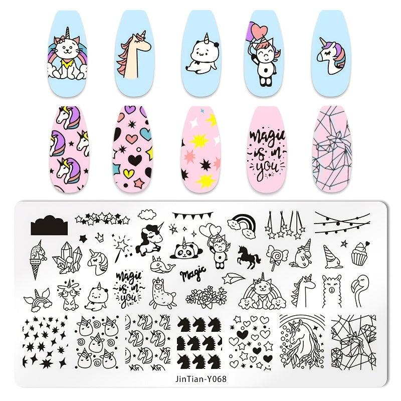 Unicorn Flower Animal Nail Art Stamping Plates Set of 12