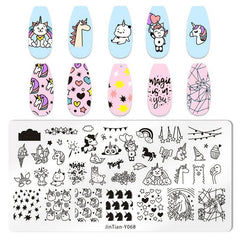 Unicorn Flower Animal Nail Art Stamping Plates Set of 12