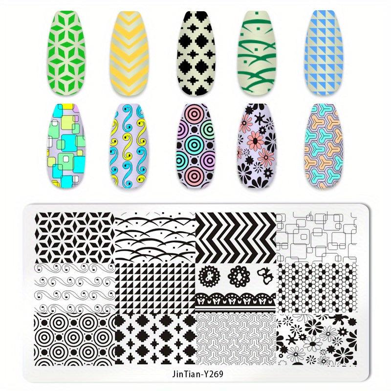 Geometric Floral Nail Stamping Plate & Stamper