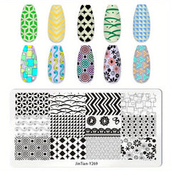Geometric Floral Nail Stamping Plate & Stamper