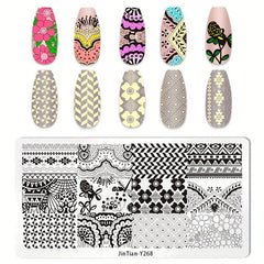 Geometric Floral Nail Stamping Plate & Stamper