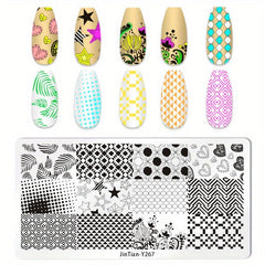 Geometric Floral Nail Stamping Plate & Stamper