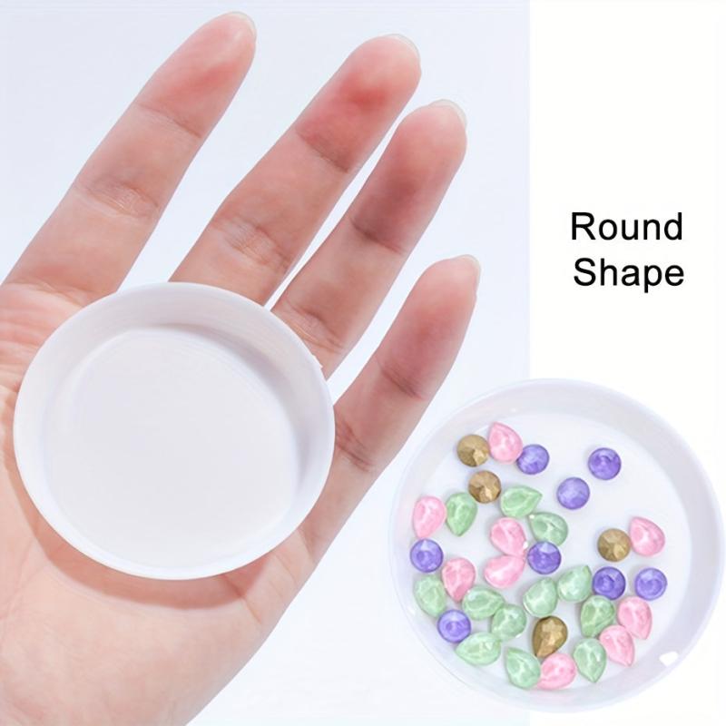 DIY Nail Art Manicure Accessories Triangular Tray Rhinestone Diamond Pink