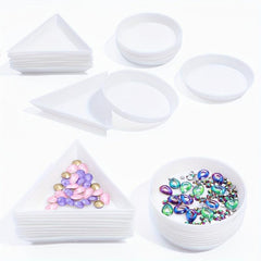 DIY Nail Art Manicure Accessories Triangular Tray Rhinestone Diamond Pink