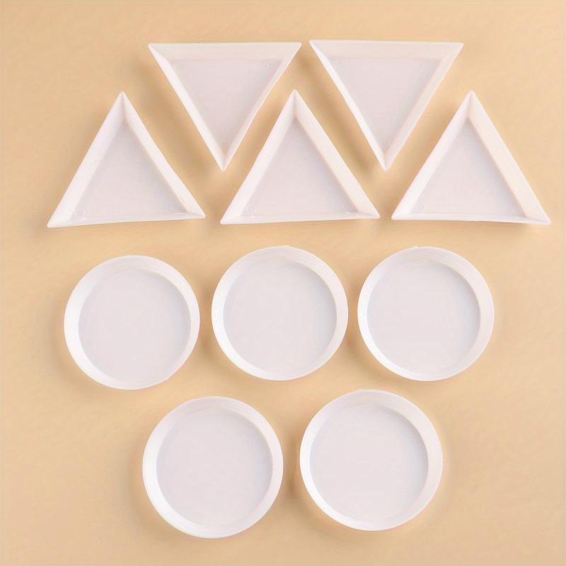 DIY Nail Art Manicure Accessories Triangular Tray Rhinestone Diamond Pink