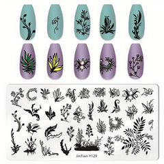 Stainless Steel Nail Stamping Plates Bowknot Plants Image Stamp Template Nails