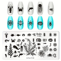 Stainless Steel Nail Stamping Plates Bowknot Plants Image Stamp Template Nails