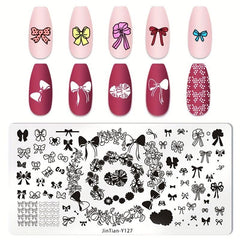 Stainless Steel Nail Stamping Plates Bowknot Plants Image Stamp Template Nails
