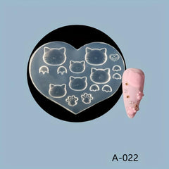 Heart Strawberry Cat Flower Cookie Silicone Nail Decoration Mold