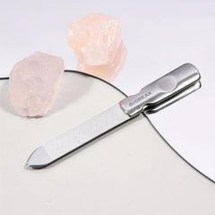Professional Double Sided Stainless Steel Nail File with Leather Case