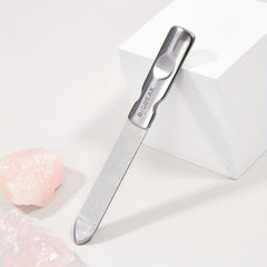 Professional Double Sided Stainless Steel Nail File with Leather Case