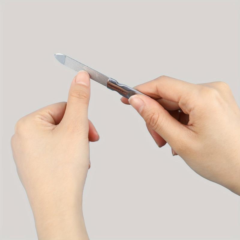 Professional Double Sided Stainless Steel Nail File with Leather Case