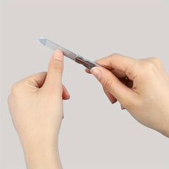 Professional Double Sided Stainless Steel Nail File with Leather Case