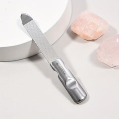Professional Double Sided Stainless Steel Nail File with Leather Case
