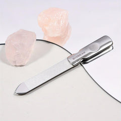 Professional Double Sided Stainless Steel Nail File with Leather Case