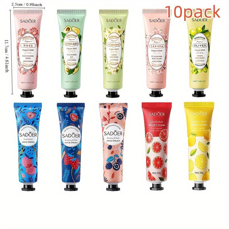 10 Pack Hand Cream Set - Flower Fruit Fragrance - Dry Hand Moisturizing Lotion