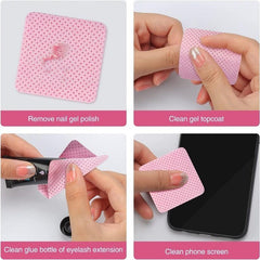 300 Pink Lint Nail Wipes Absorbent Soft Non Woven with Pump Dispenser