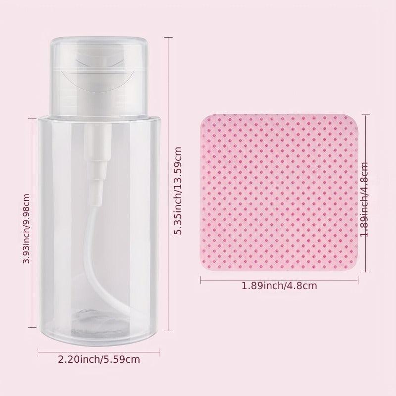 300 Pink Lint Nail Wipes Absorbent Soft Non Woven with Pump Dispenser