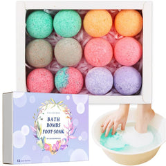 12pcs Natural Foot Bath Bombs Gift Set with Essential Oils