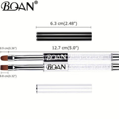 Gel Nail Art Brush Set with Rhinestone Handle Oval and Flat Brushes