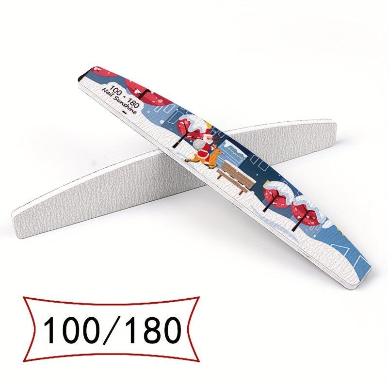 25 Pcs Christmas Printed Fingernail Files Double Sided Polishing Nail Art